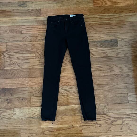 rag & bone Cate Skinny Jeans Womens 24 Black Mid Rise Frayed Hem Ankle Denim - Picture 2 of 9